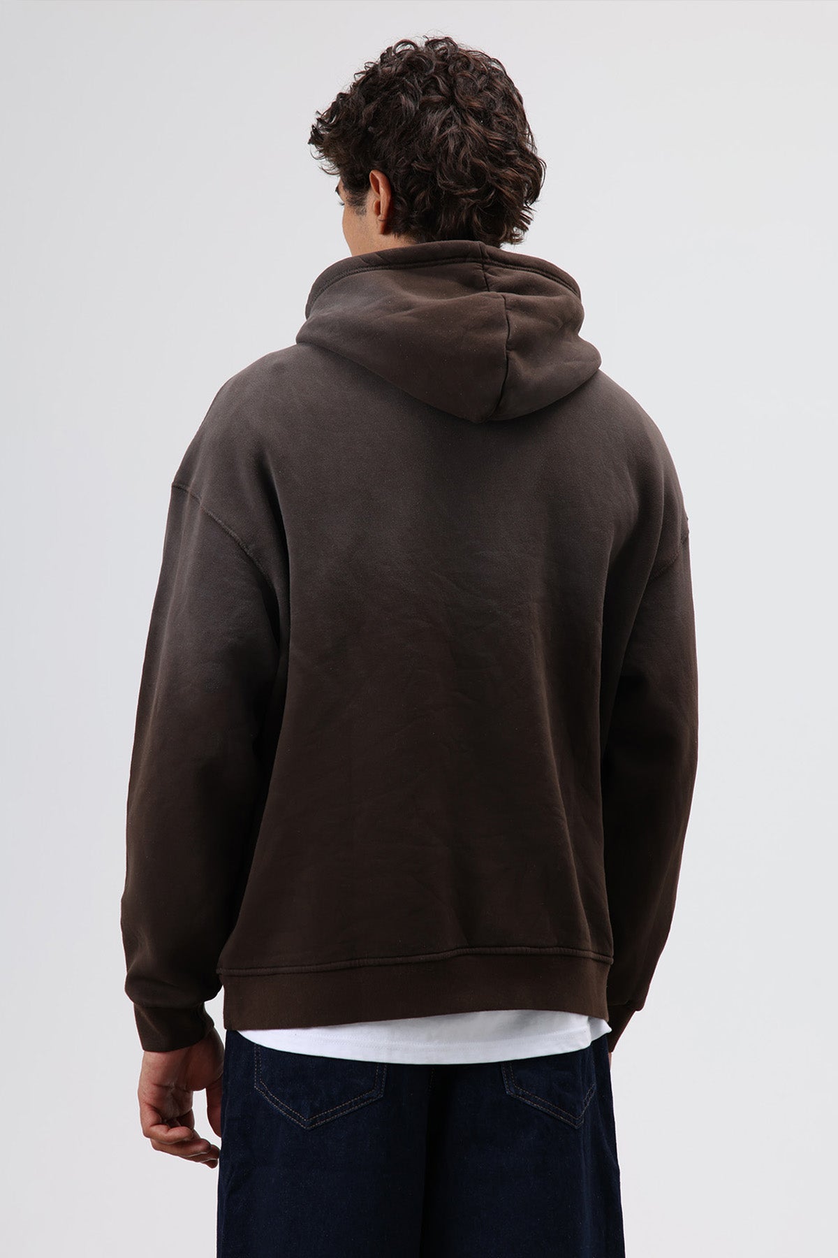 Oversize Nakış Detaylı Hoodie Kahve
