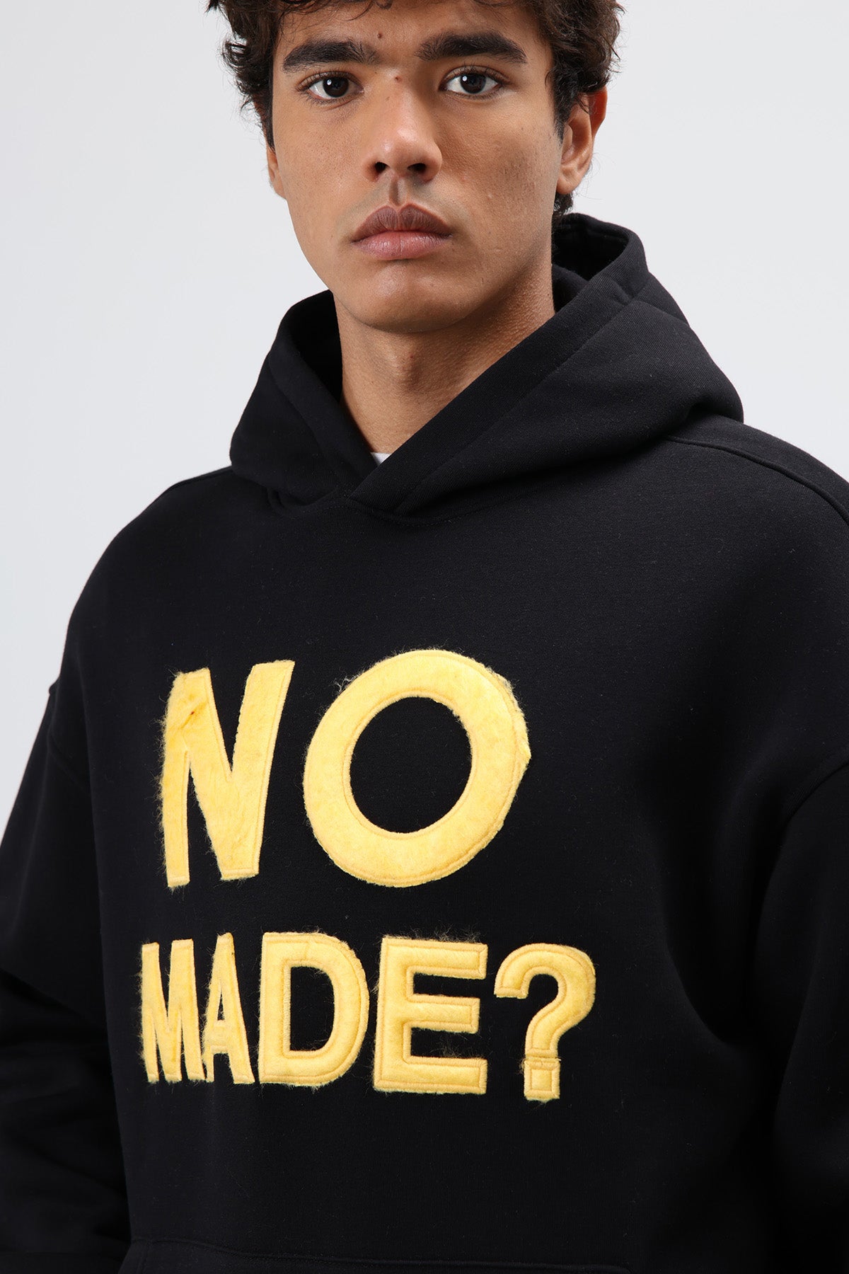 Oversize Baskılı Kapüşonlu Sweatshirt Siyah
