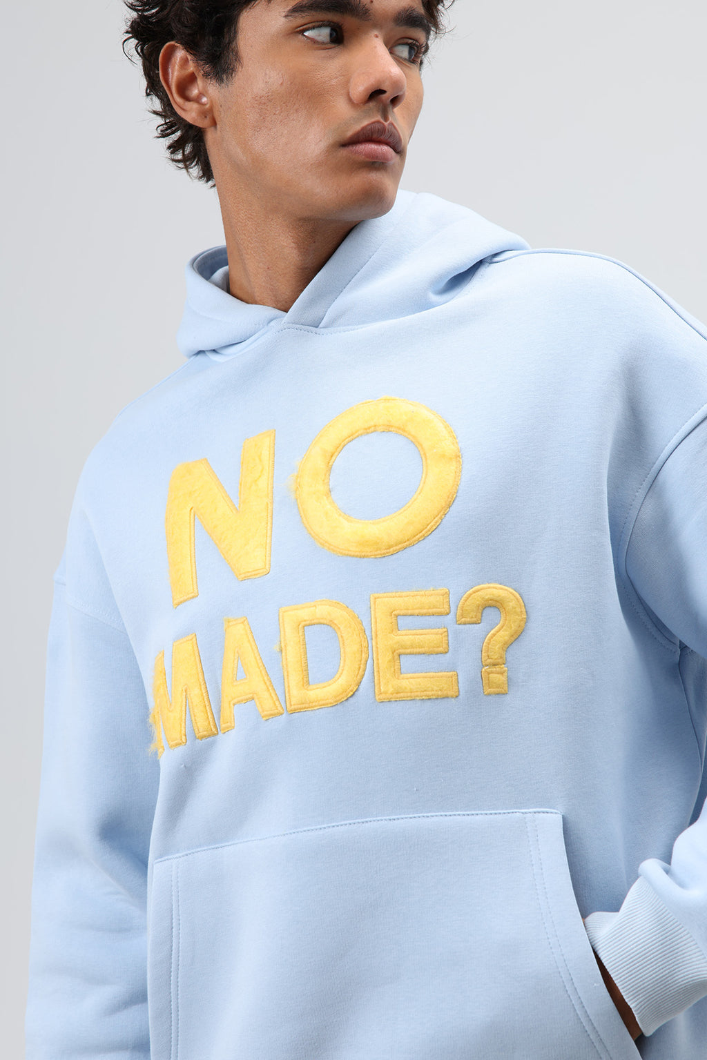 Oversize Baskılı Kapüşonlu Sweatshirt Bebe Mavi