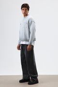 Oversize Bisiklet Yaka Cepli Sweatshirt Gri