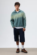 Yaka Fermuarlı Oversize Sweatshirt Nefti