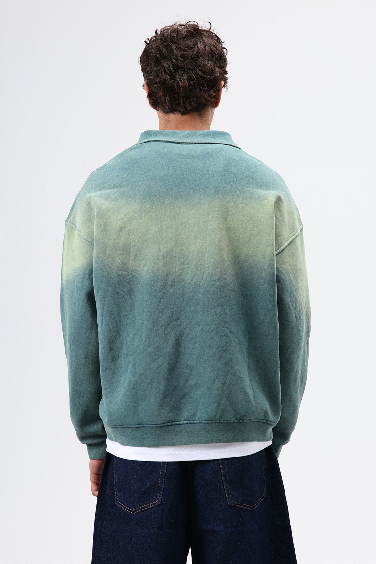 Yaka Fermuarlı Oversize Sweatshirt Nefti