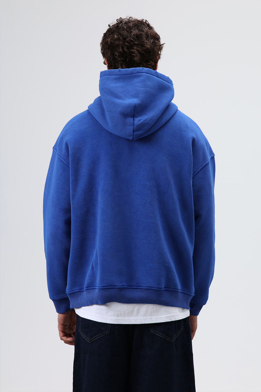 Oversize Baskılı Kapüşonlu Sweatshirt Saks