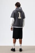Oversize Kol Detaylı Kapüşonlu Sweatshirt Füme
