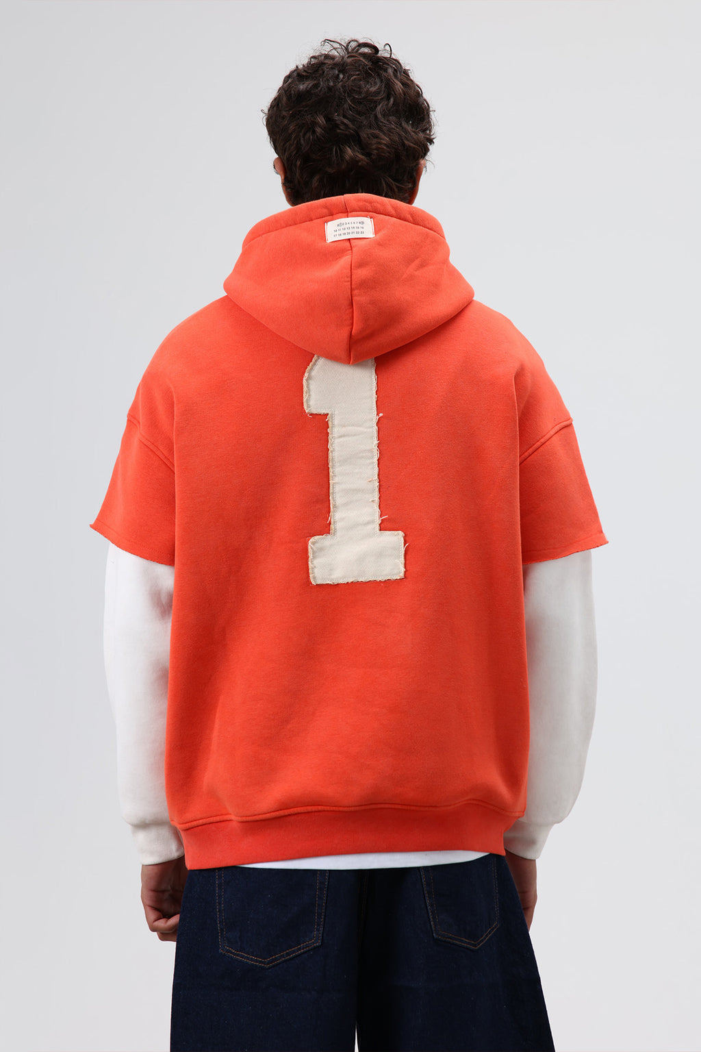 Oversize Kol Detaylı Kapüşonlu Sweatshirt Oranj