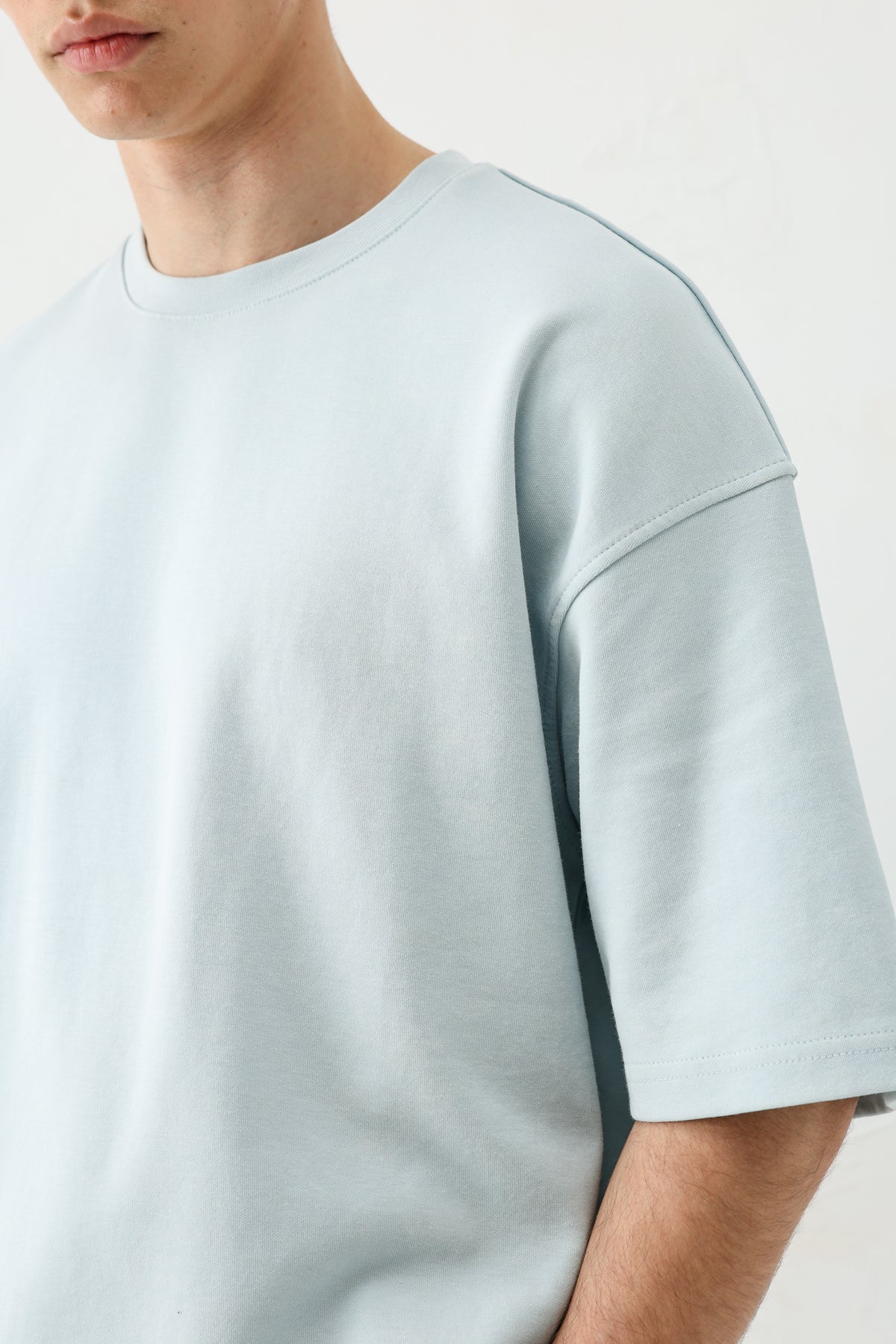 Kısa Kollu Yıkamalı Oversize Tişört Bebe Mavi