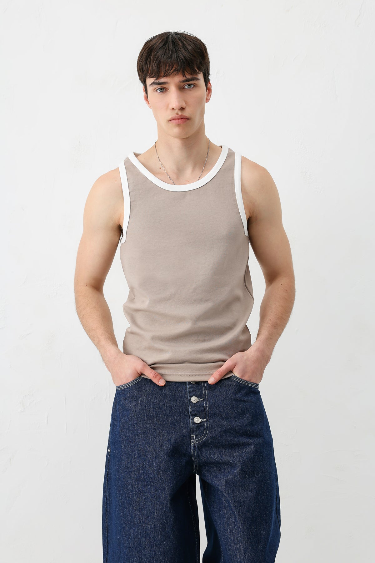 Oversize Askılı Tişört Vizon