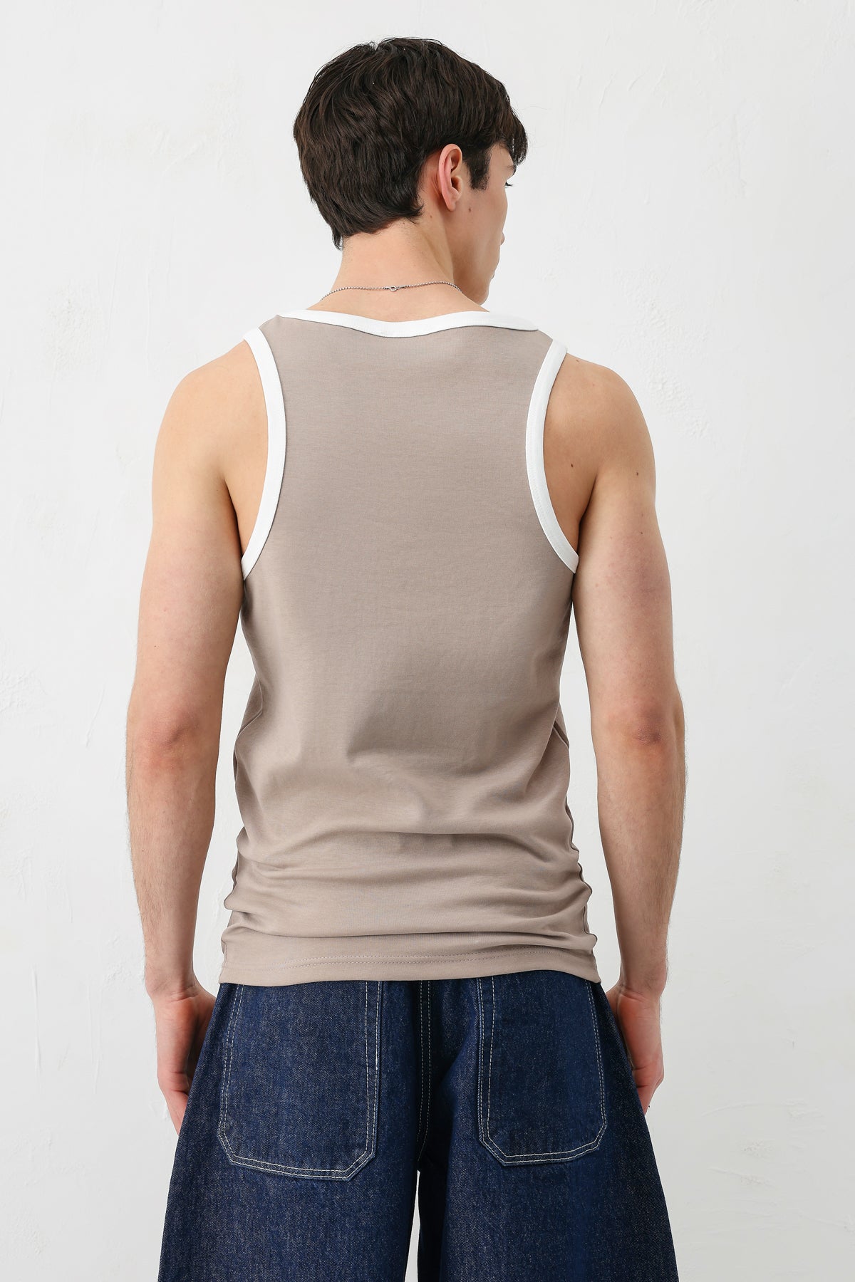 Oversize Askılı Tişört Vizon