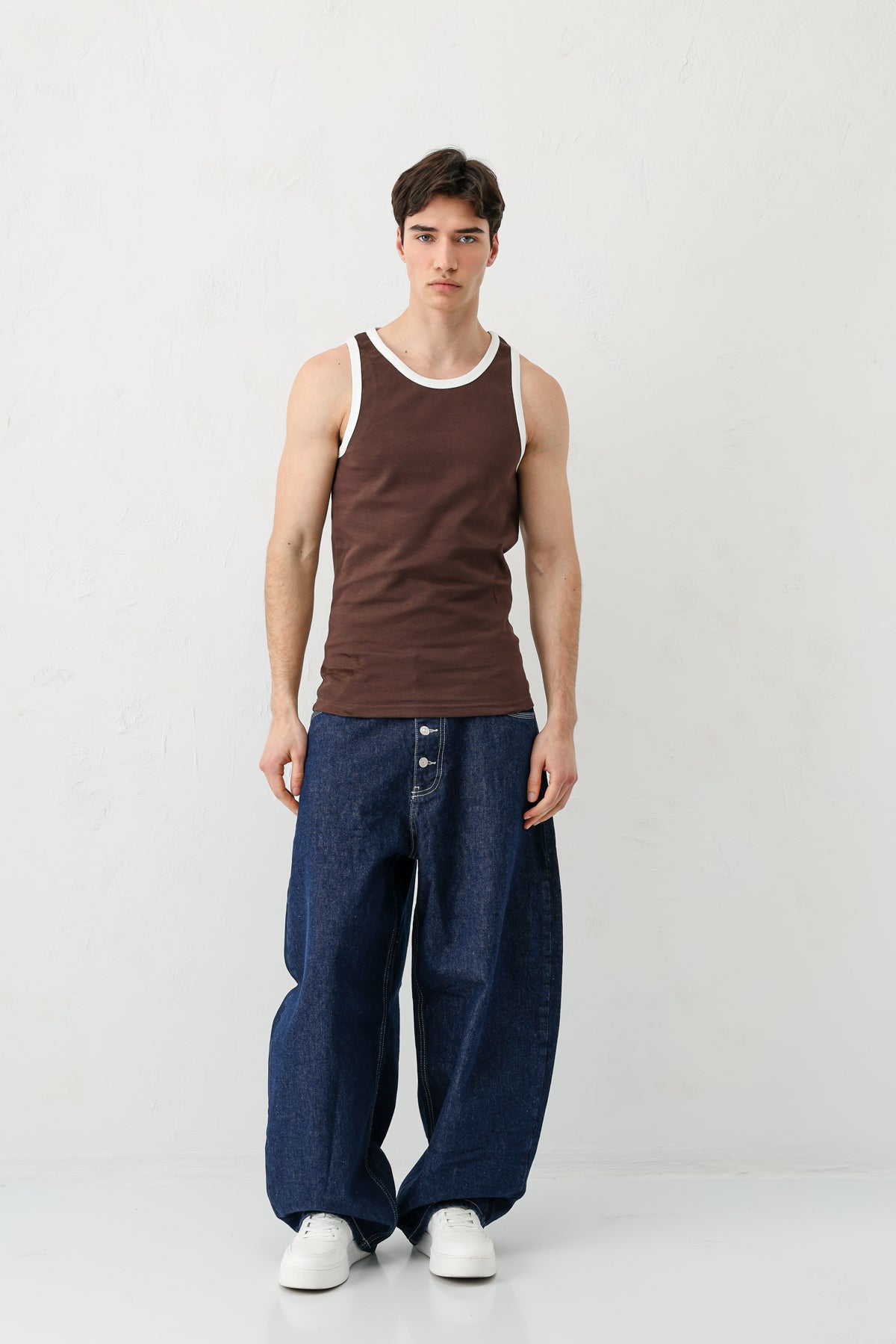 Oversize Askılı Tişört Kahve