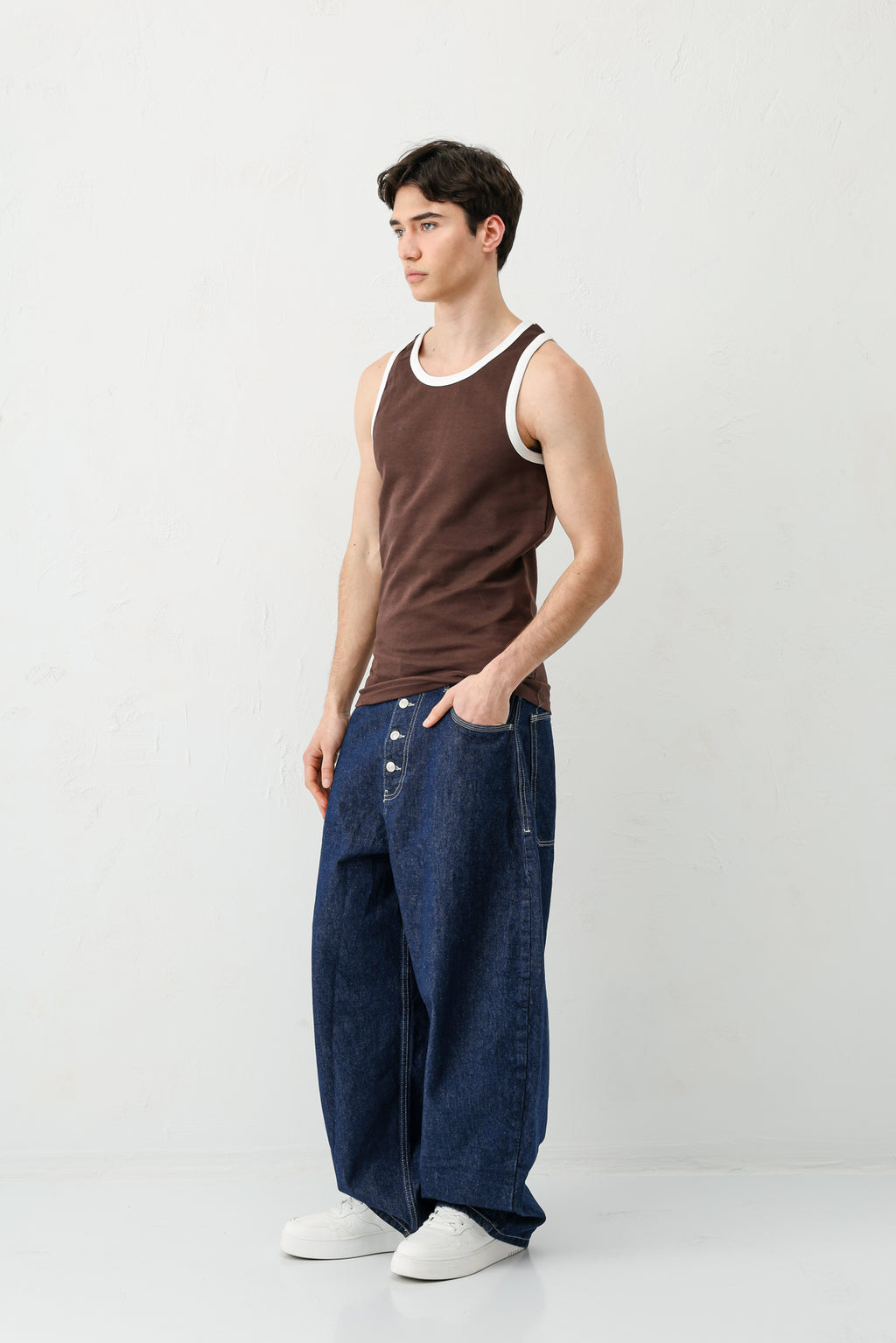Oversize Askılı Tişört Kahve