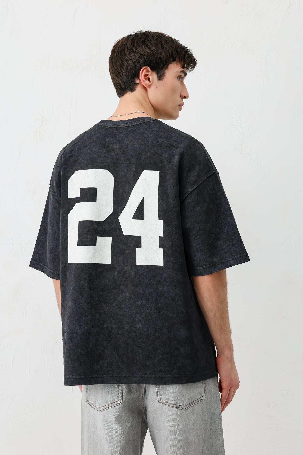 Baskılı Oversize Tişört Siyah