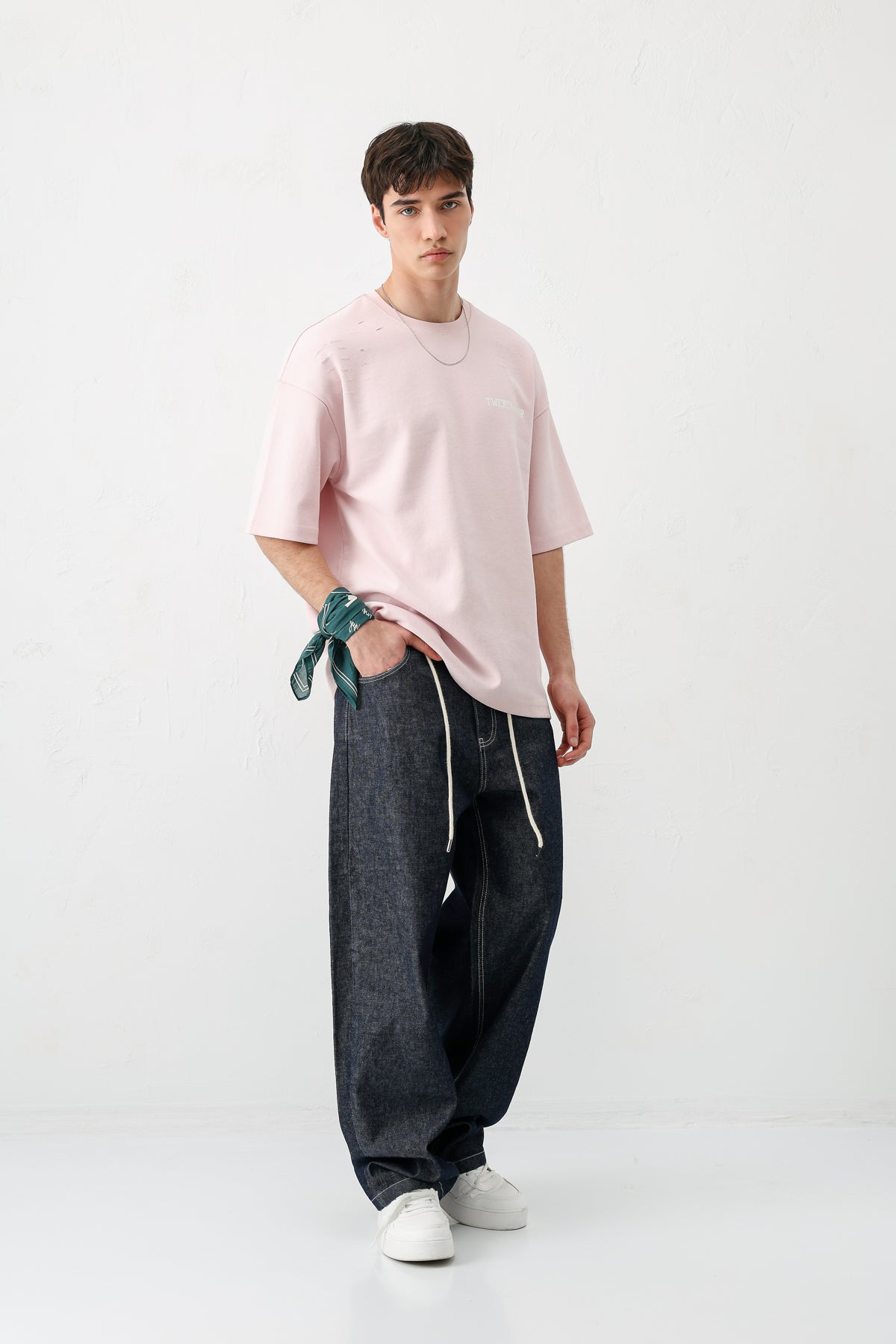 Baskılı Oversize Tişört Pembe