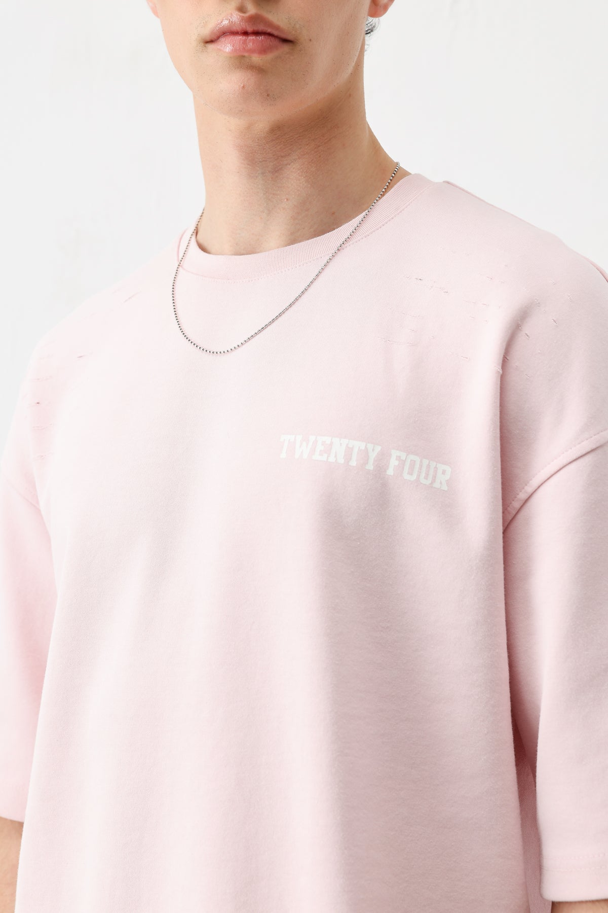 Baskılı Oversize Tişört Pembe