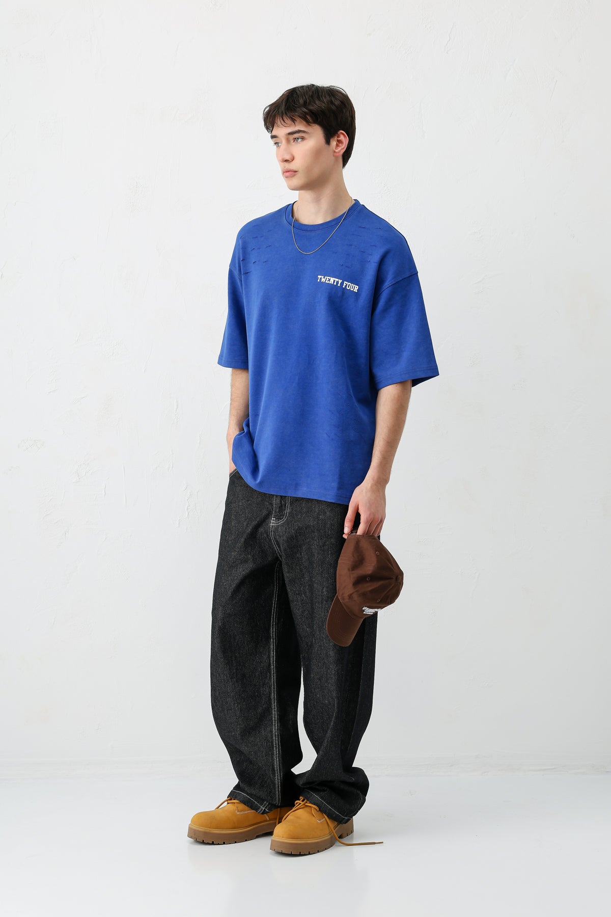 Baskılı Oversize Tişört Saks