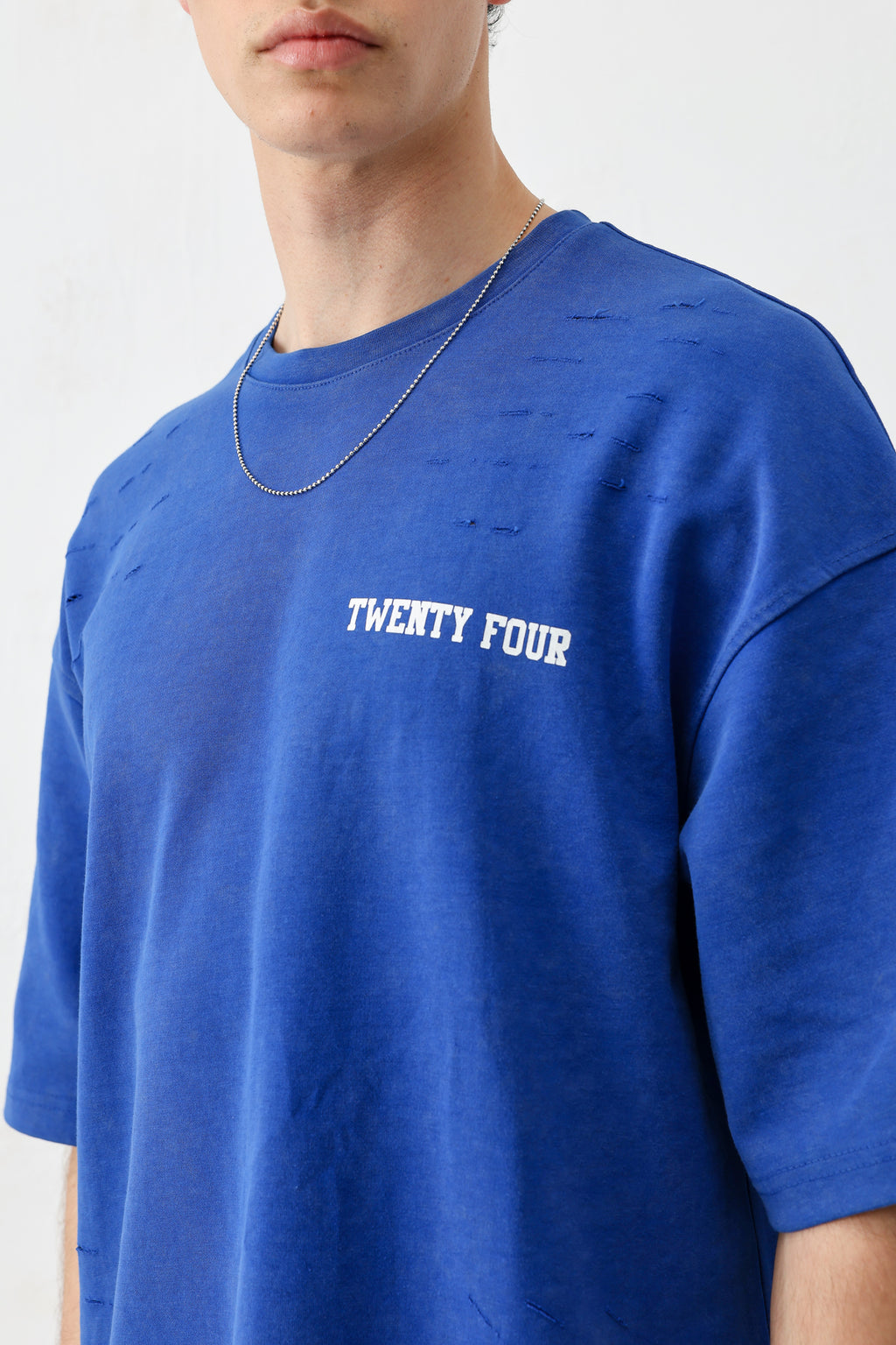 Baskılı Oversize Tişört Saks