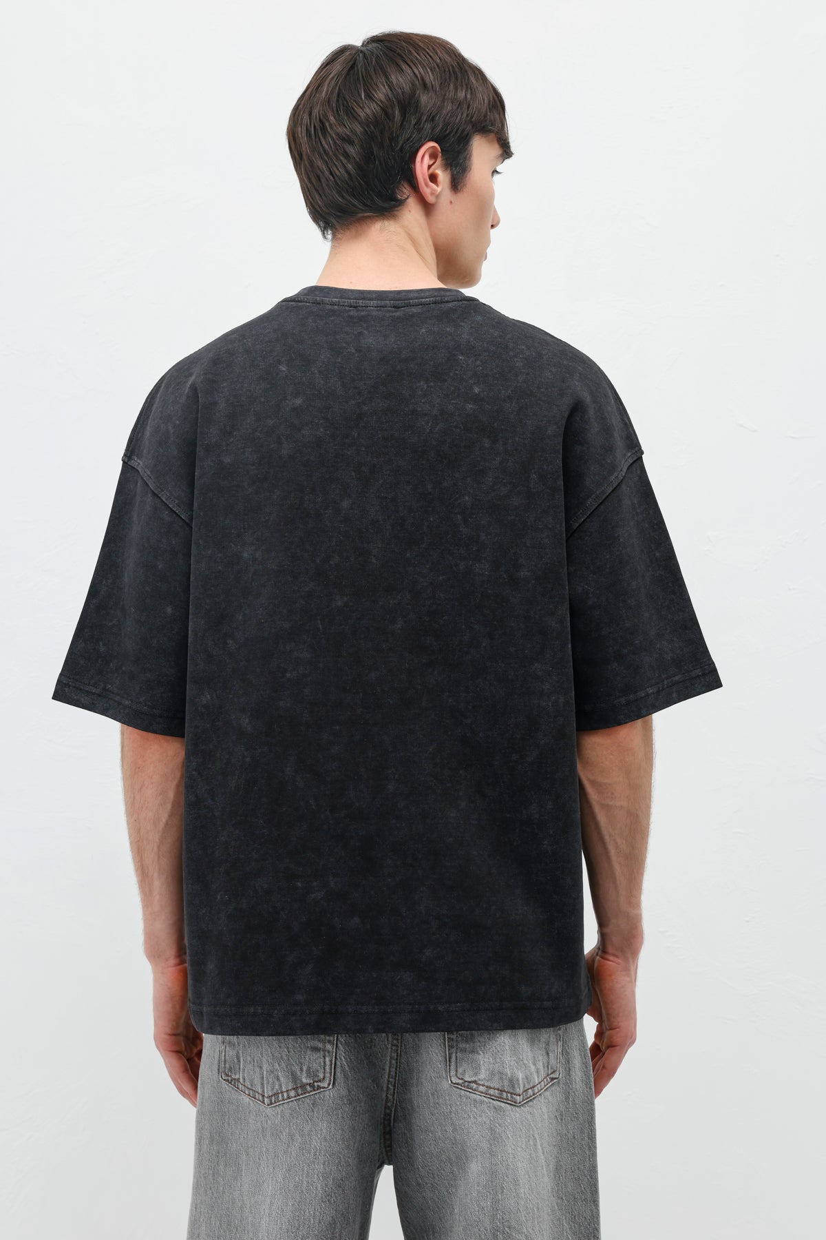Baskılı Oversize Tişört Siyah