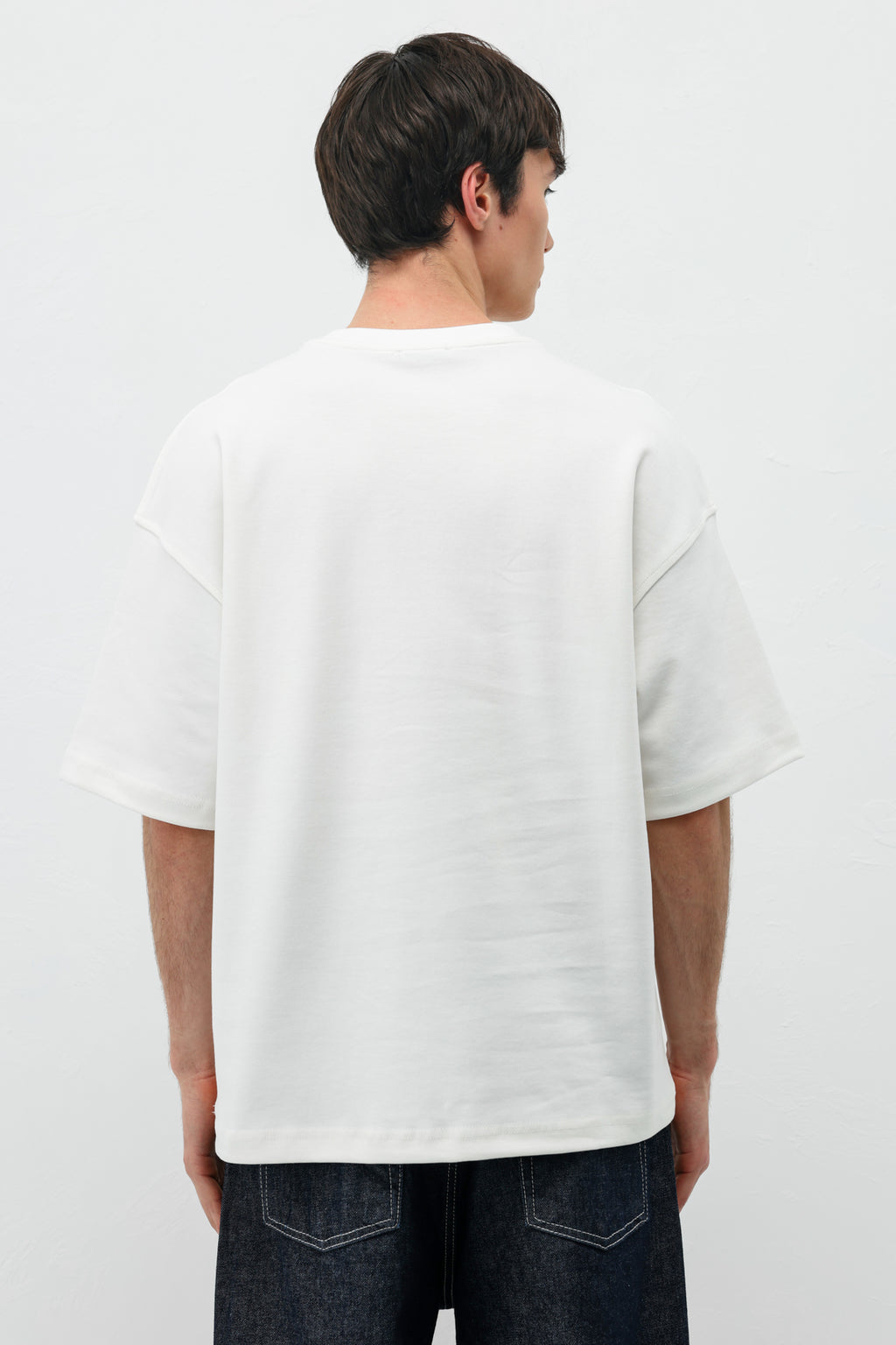 Baskılı Oversize Tişört Ekru
