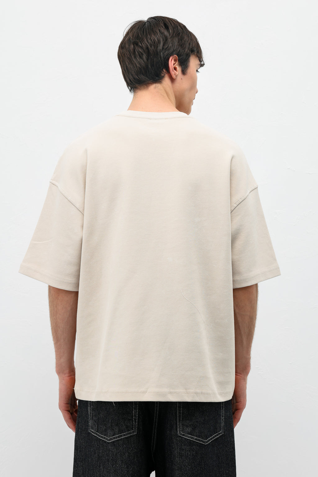 Baskılı Oversize Tişört Taş