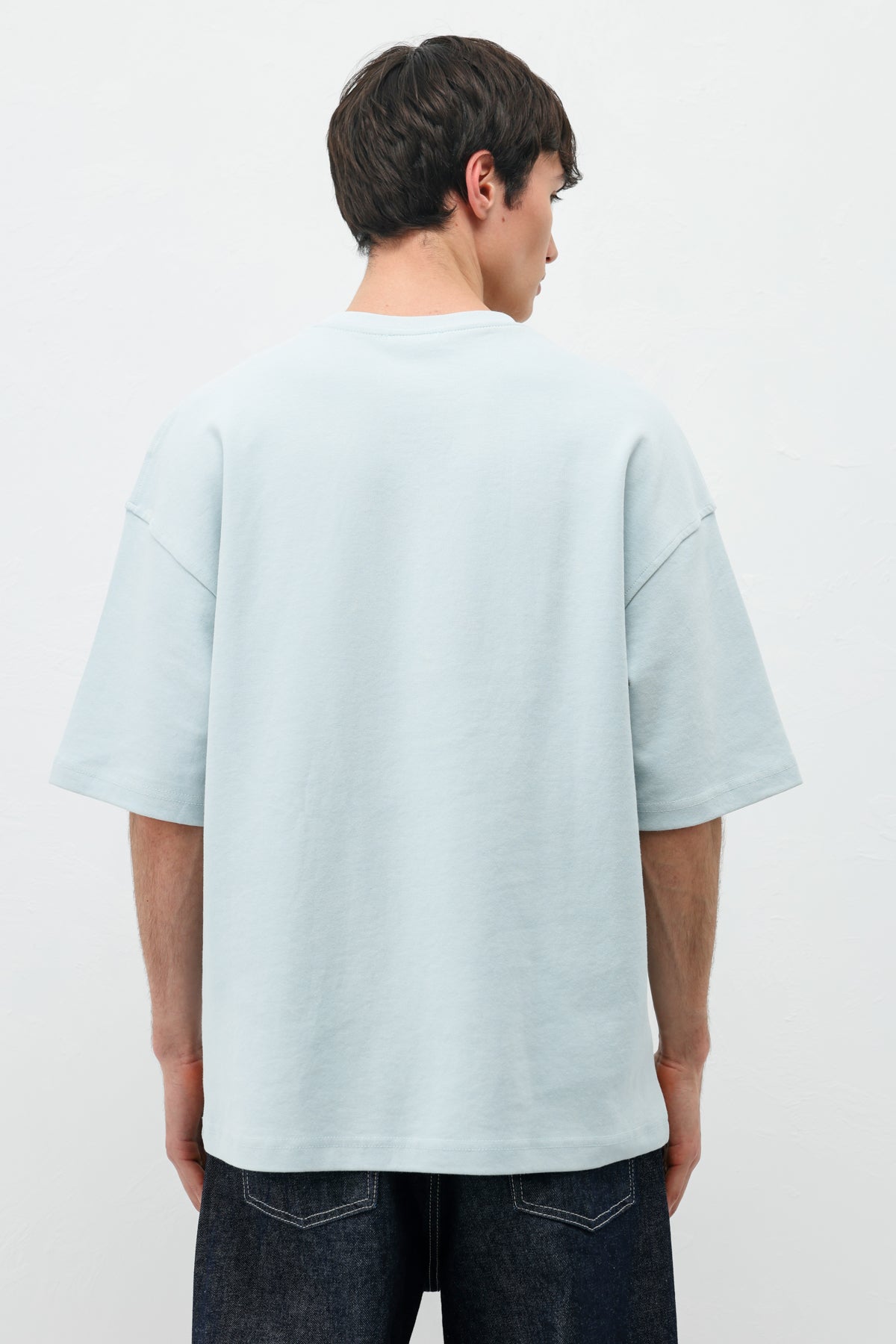 Baskılı Oversize Tişört Bebe Mavi