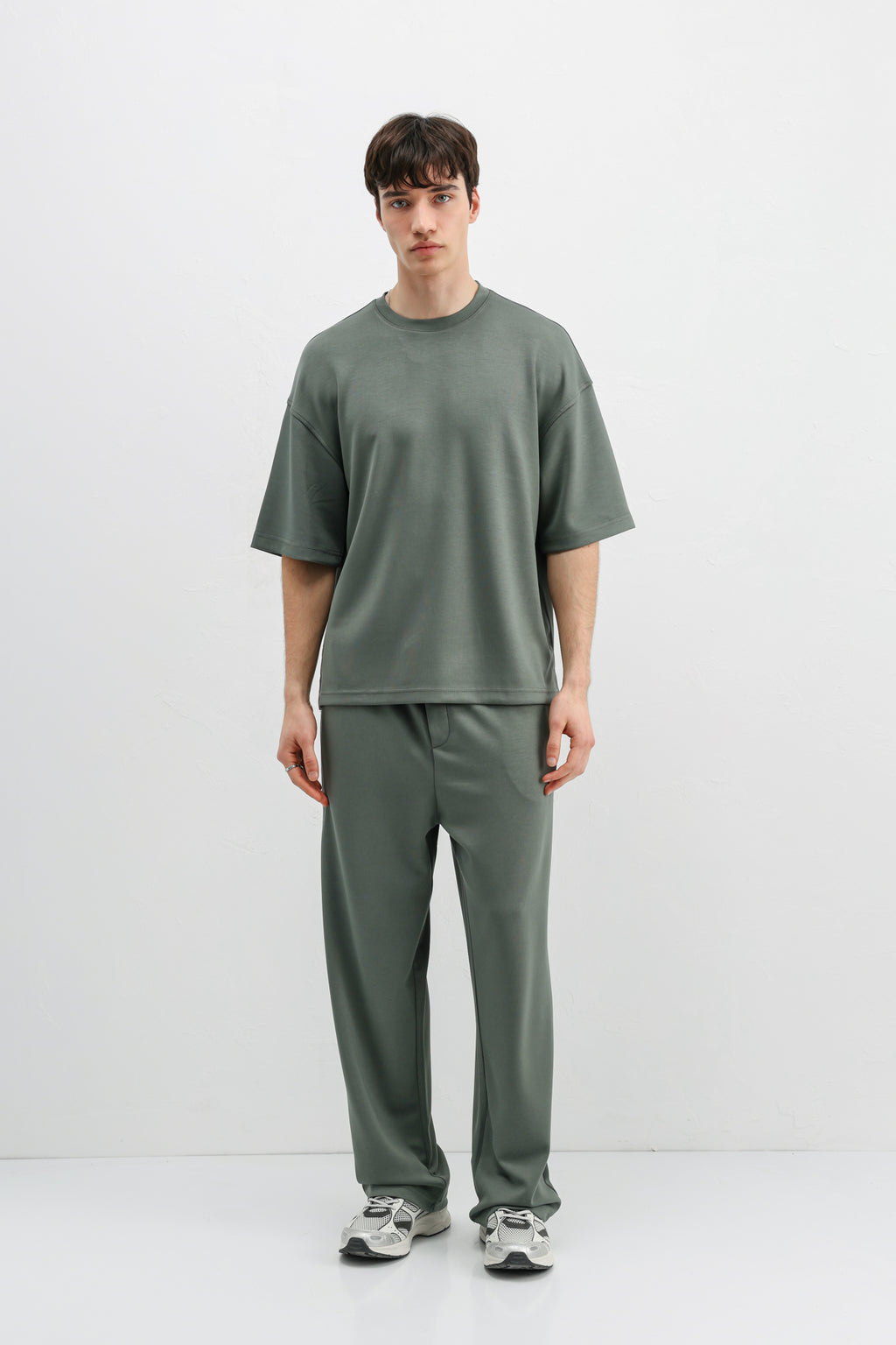 Modal Karışımlı Oversize Tişört Haki