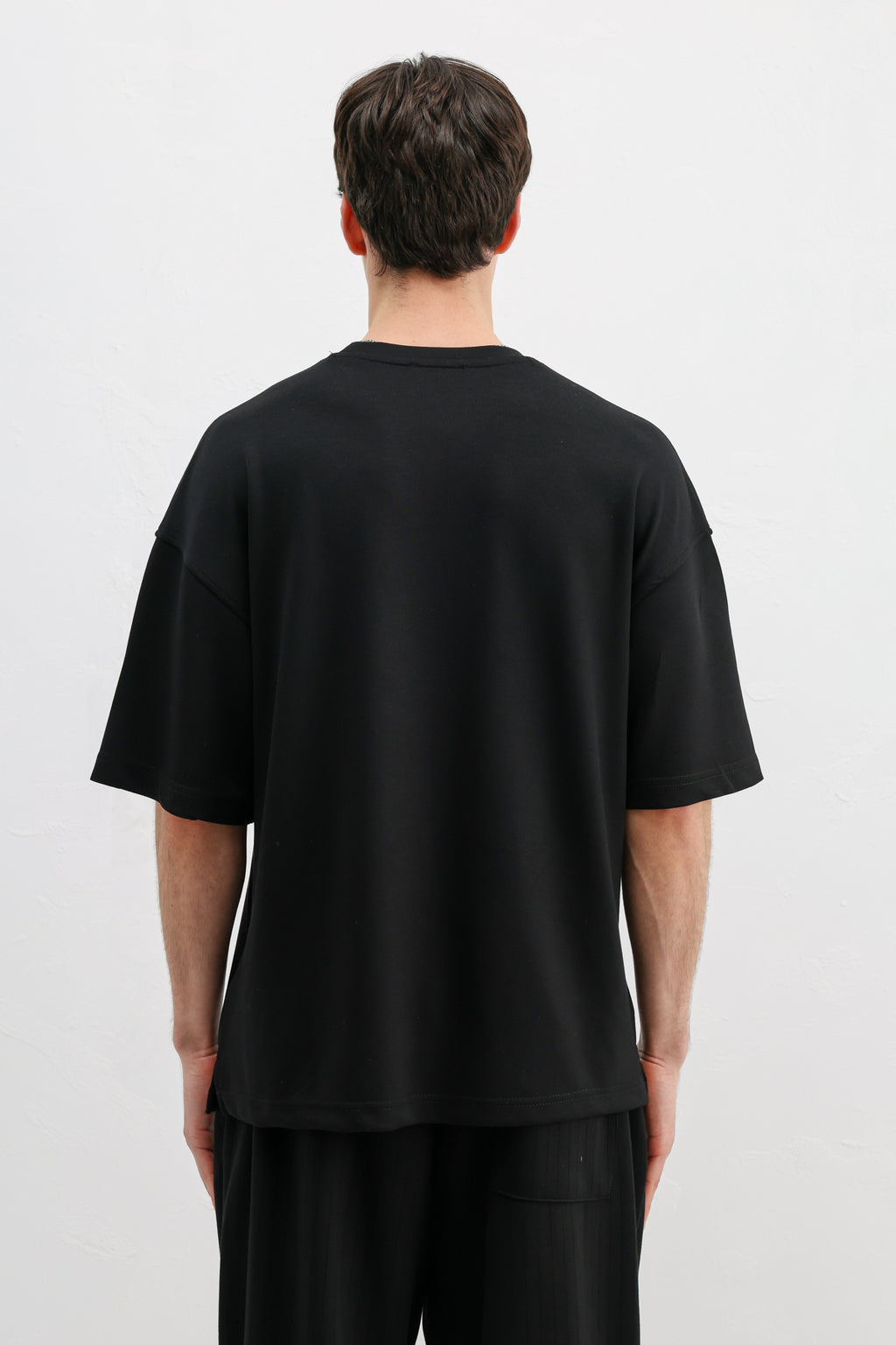 Modal Karışımlı Oversize Tişört Siyah