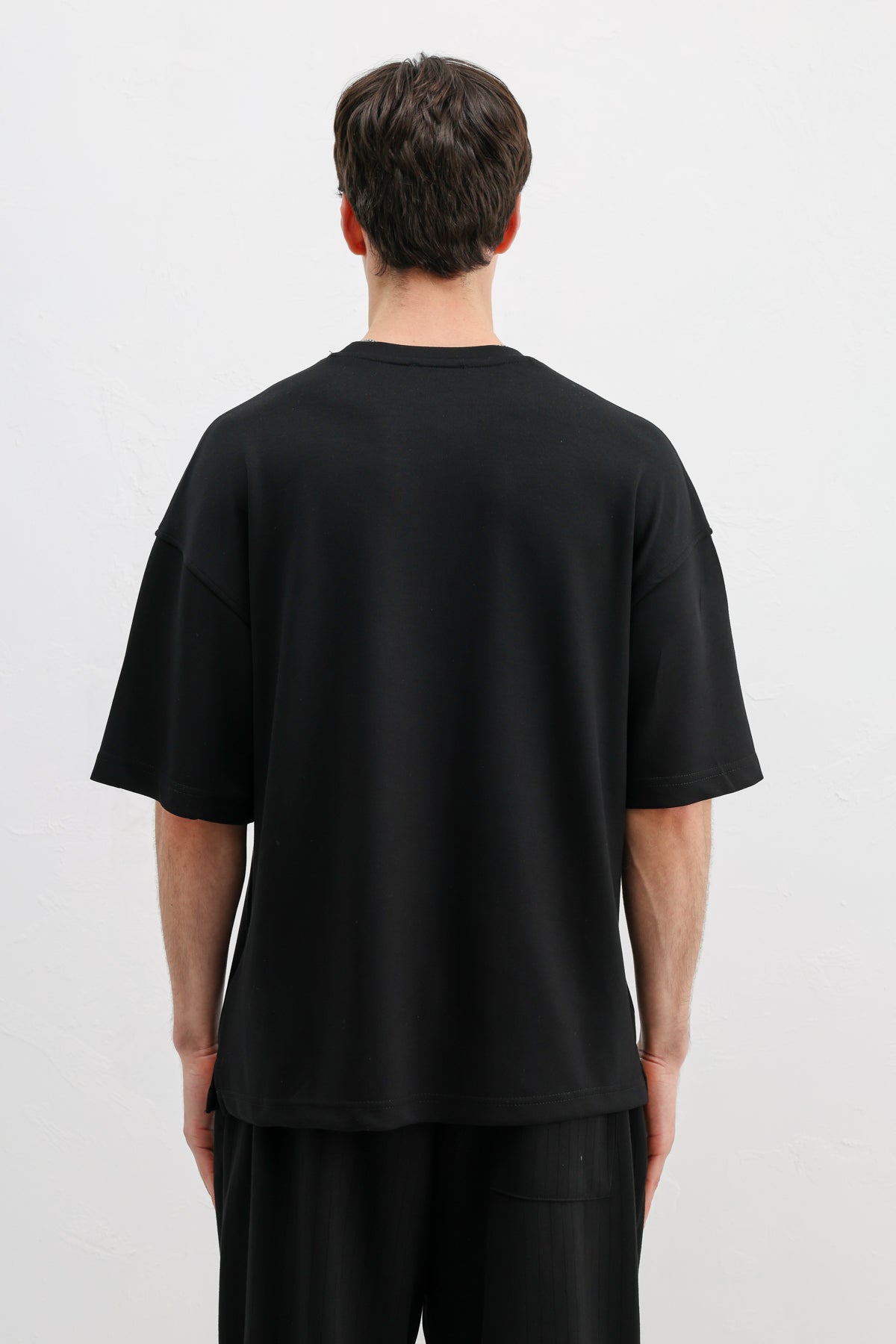 Modal Karışımlı Oversize Tişört Siyah