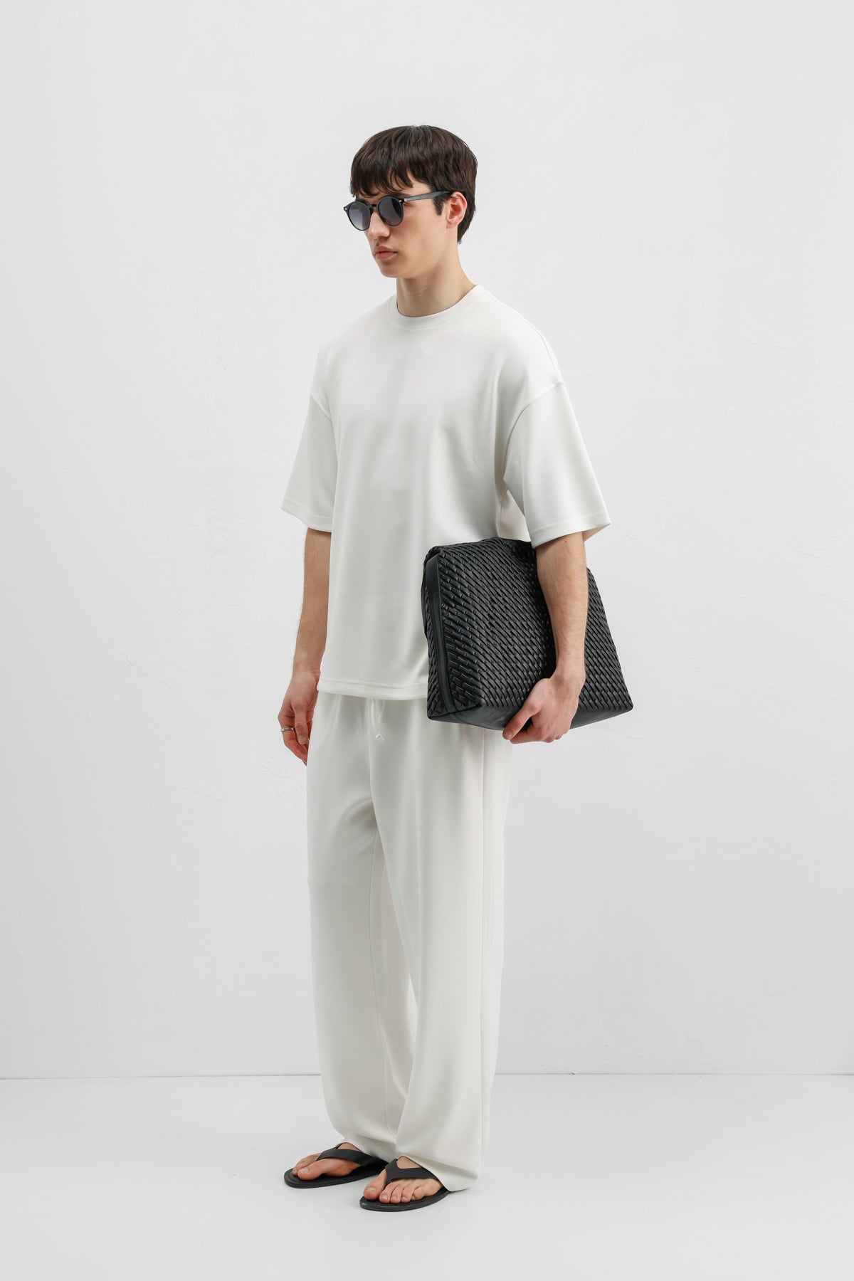 Modal Karışımlı Oversize Tişört Ekru