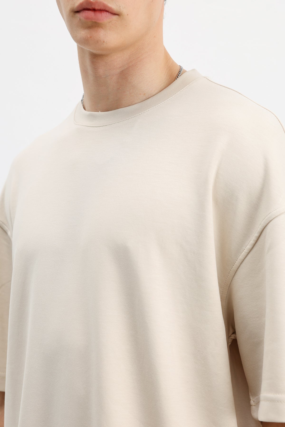 Modal Karışımlı Oversize Tişört Taş