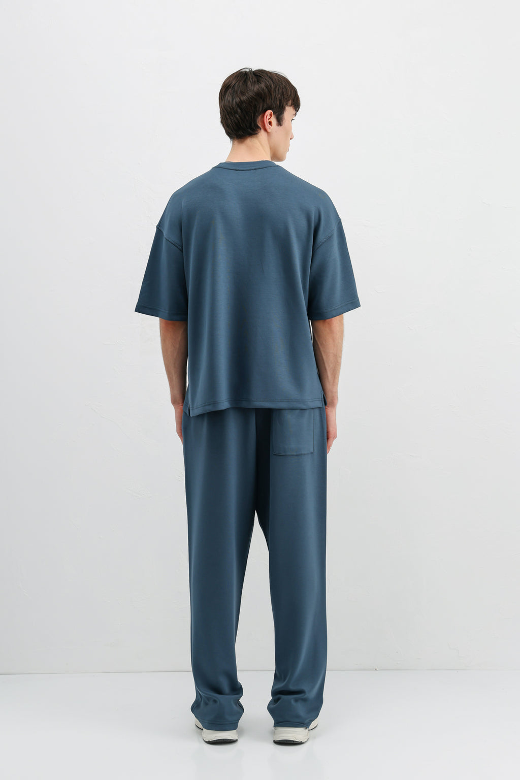 Modal Karışımlı Oversize Tişört Indigo