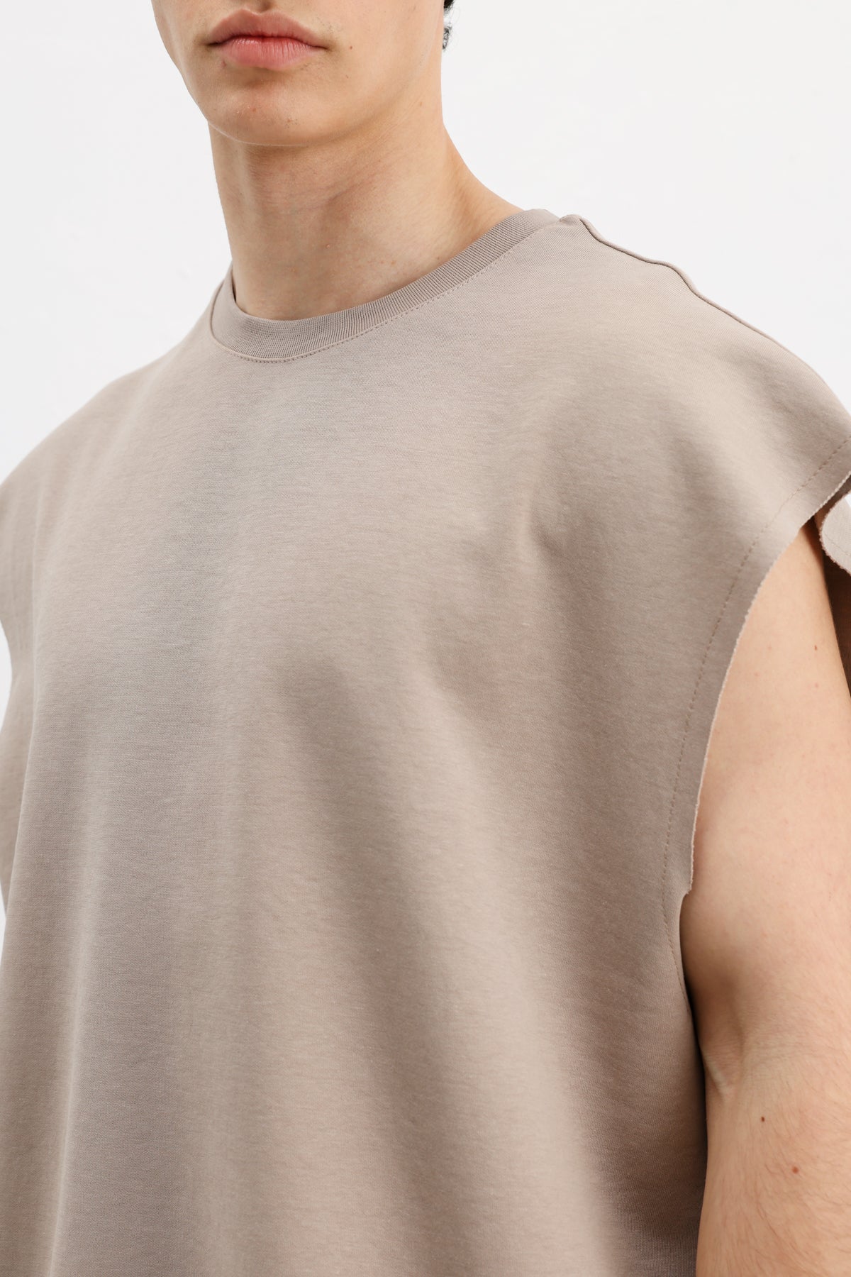 Oversize Kolsuz Basic Tişört Vizon