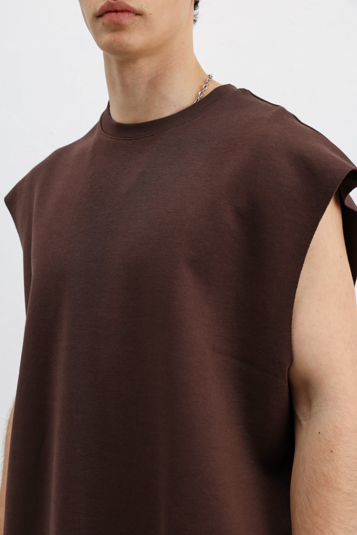 Oversize Kolsuz Basic Tişört Kahve