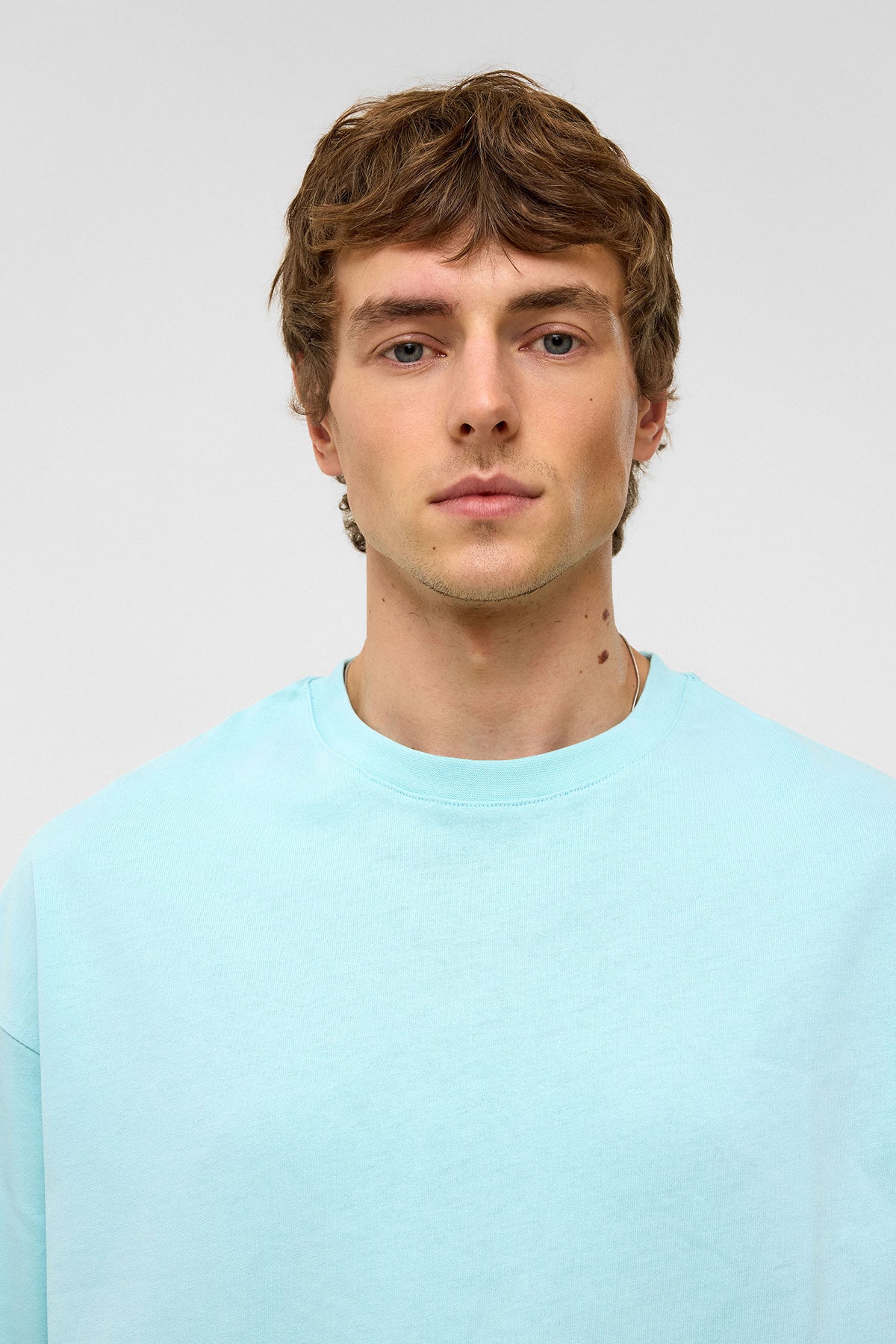 Basic Oversize Bisiklet Yaka Tişört Bebe Mavi