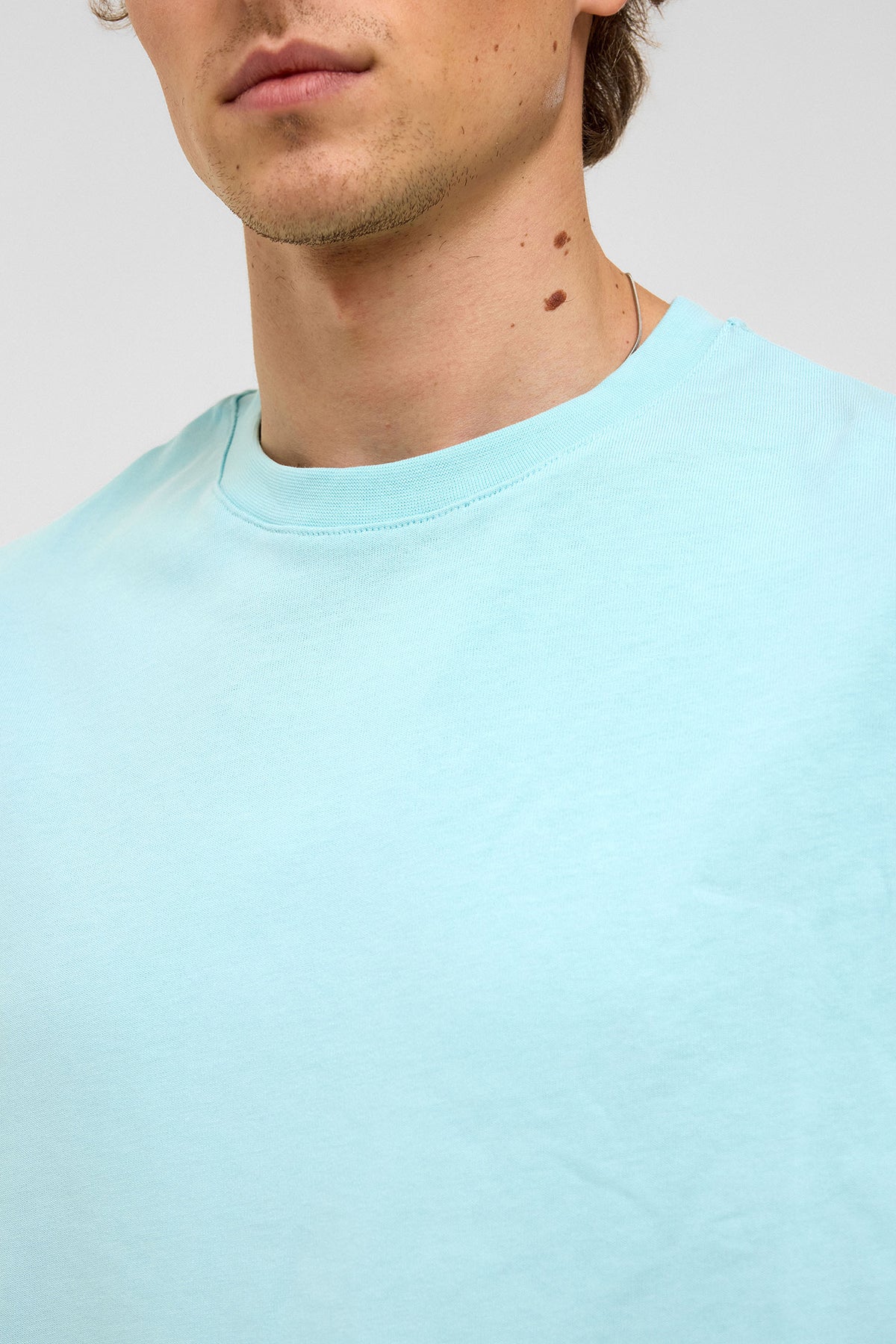 Basic Oversize Bisiklet Yaka Tişört Bebe Mavi