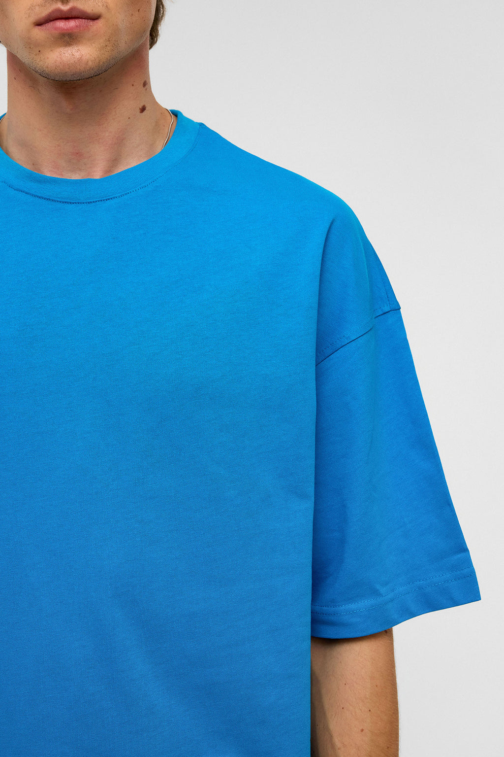 Basic Oversize Bisiklet Yaka Tişört Turkuaz