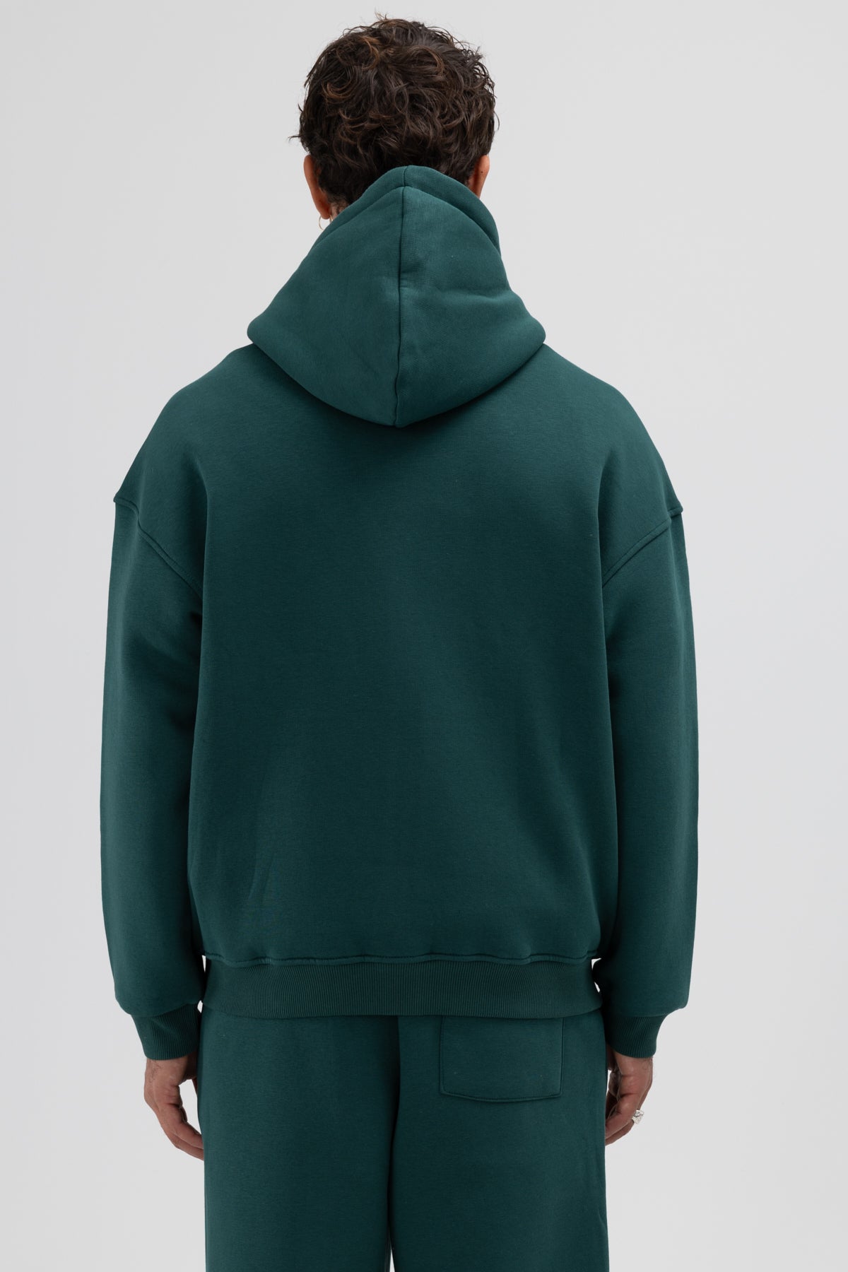 Basic Fermuarlı Oversize Kapüşonlu Sweatshirt Nefti