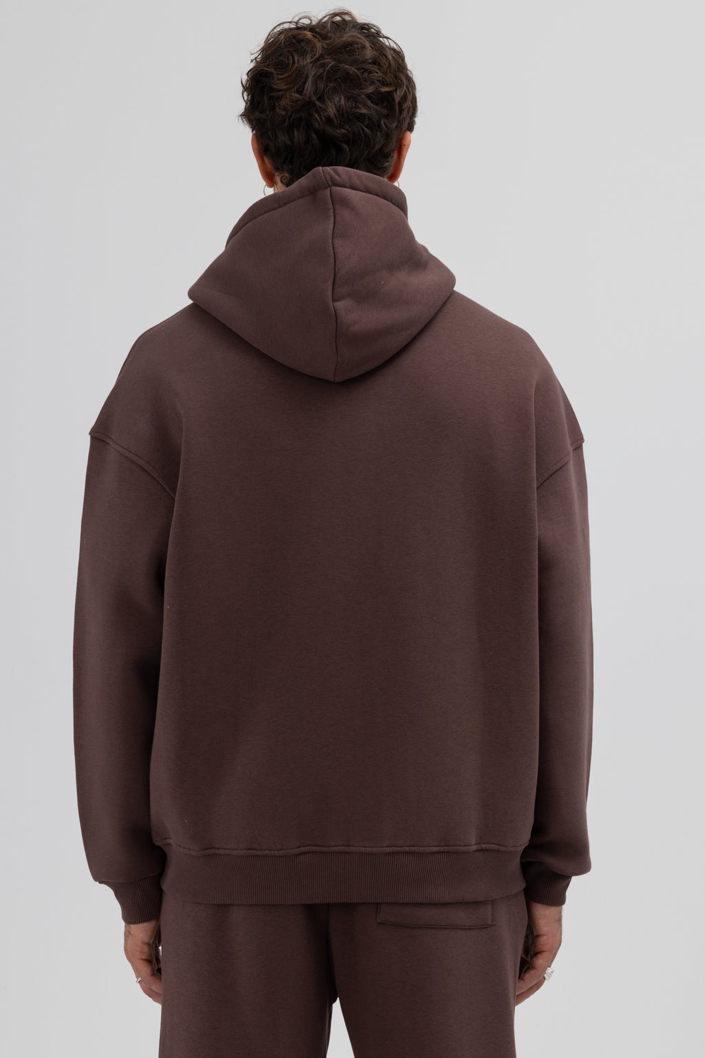 Basic Fermuarlı Oversize Kapüşonlu Sweatshirt Kahve