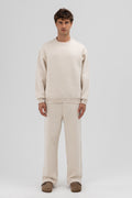 Basic Bisiklet Yaka Oversize Sweatshirt Taş