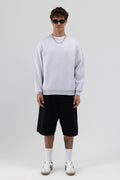 Basic Bisiklet Yaka Oversize Sweatshirt Kar Melanj
