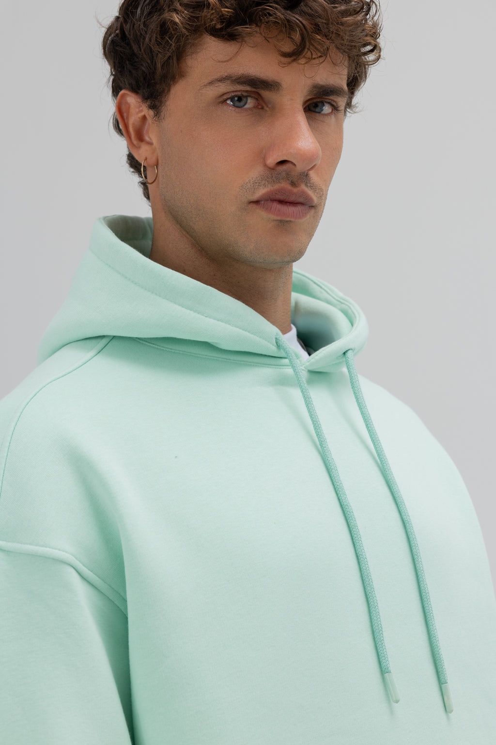 Basic Oversize Kapüşonlu Sweatshirt Mint