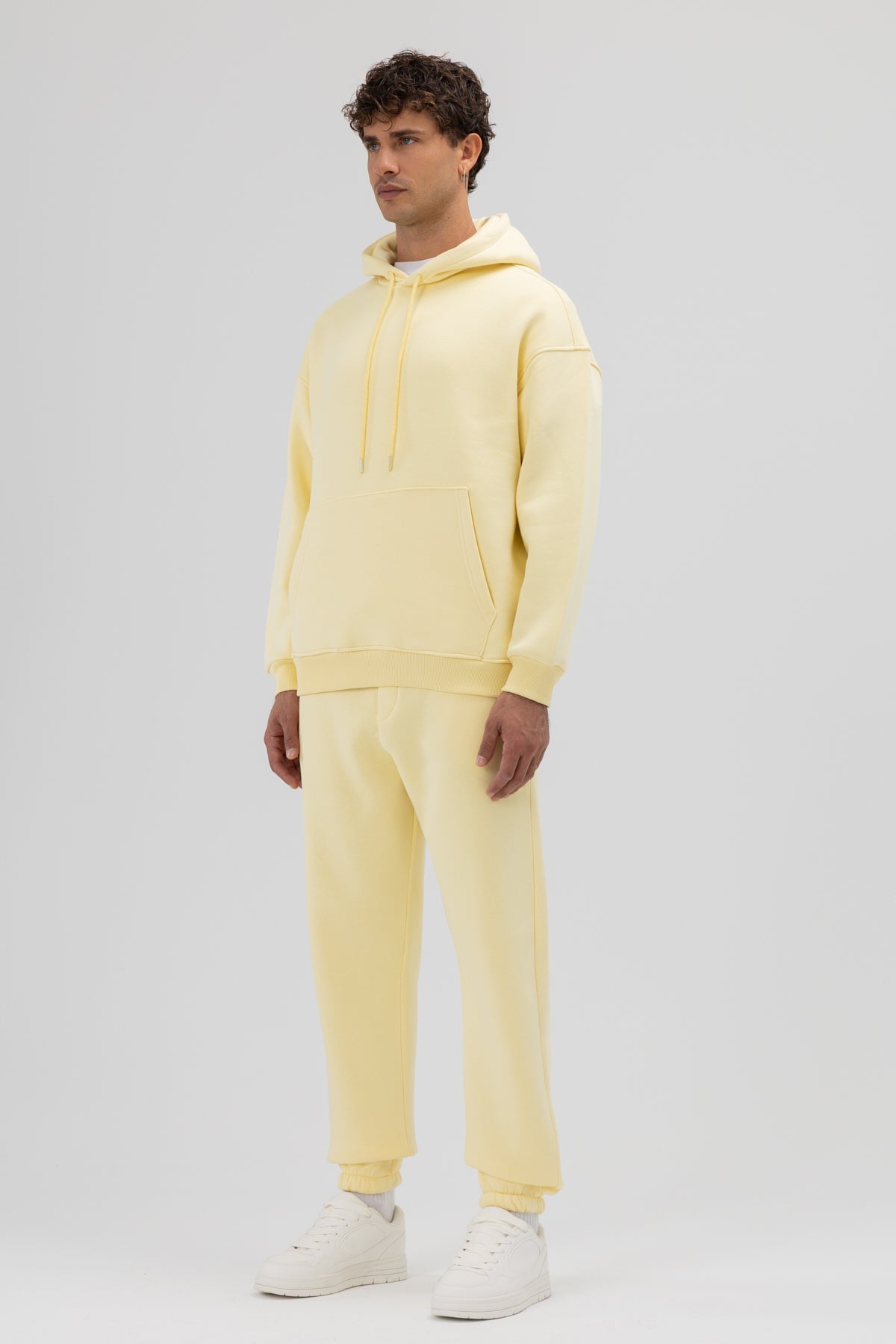Basic Oversize Kapüşonlu Sweatshirt Sarı