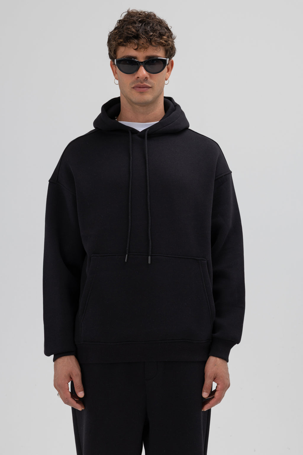 Basic Oversize Kapüşonlu Sweatshirt Siyah