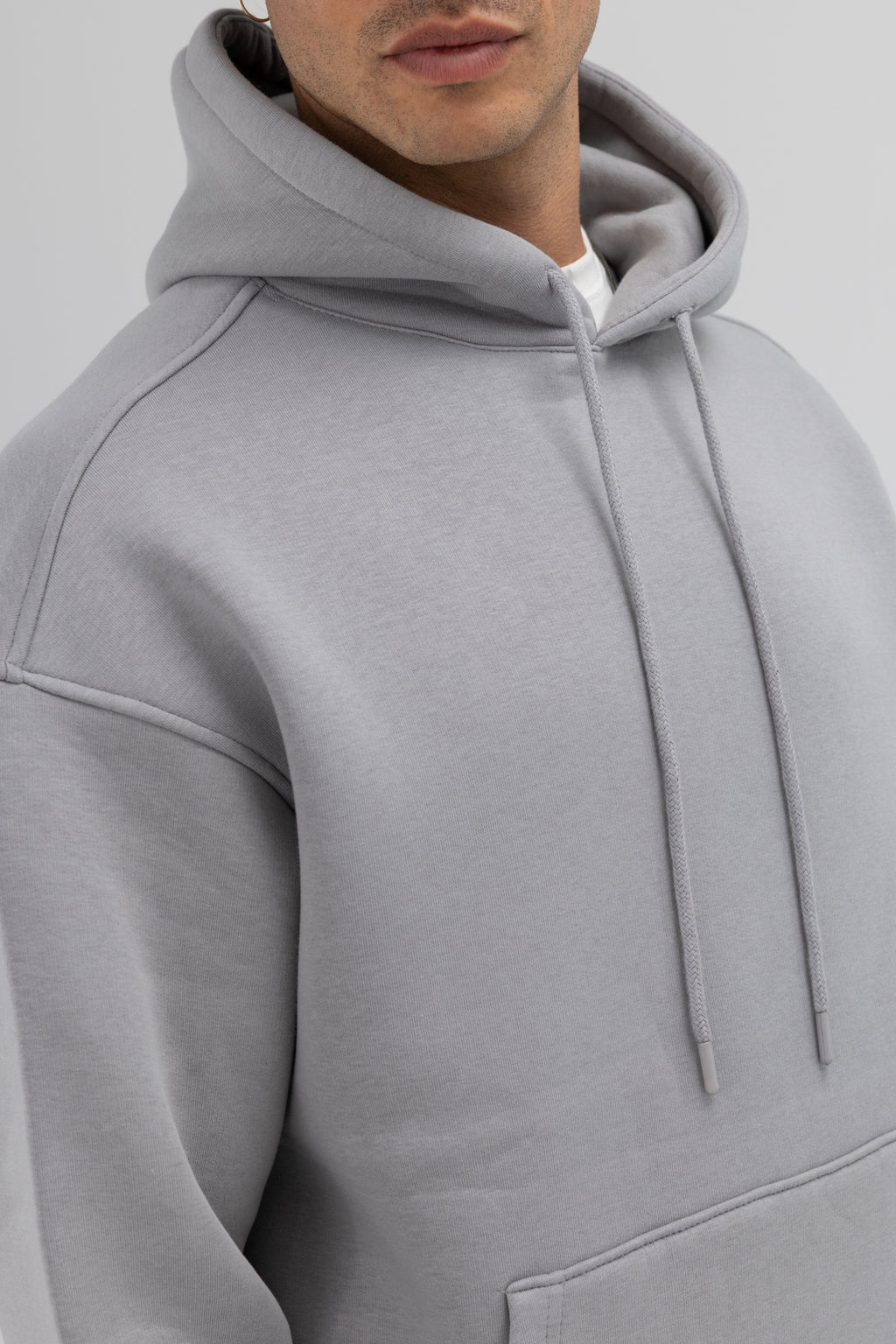 Basic Oversize Kapüşonlu Sweatshirt Gri
