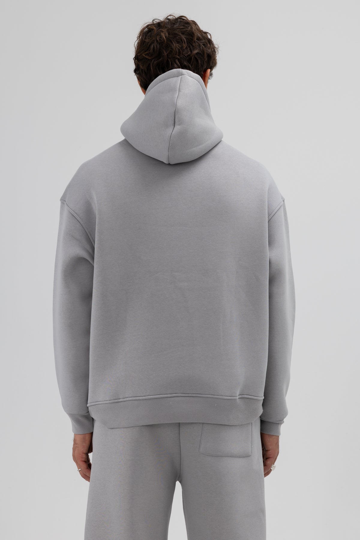 Basic Oversize Kapüşonlu Sweatshirt Gri