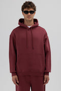 Basic Oversize Kapüşonlu Sweatshirt Bordo