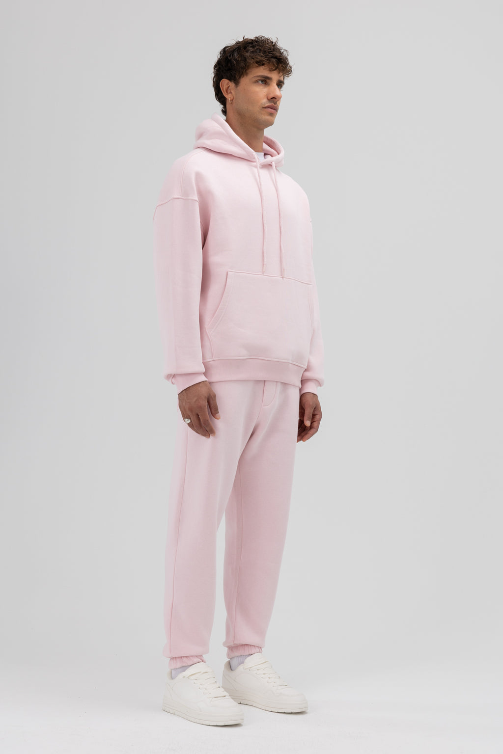 Basic Oversize Kapüşonlu Sweatshirt Pembe
