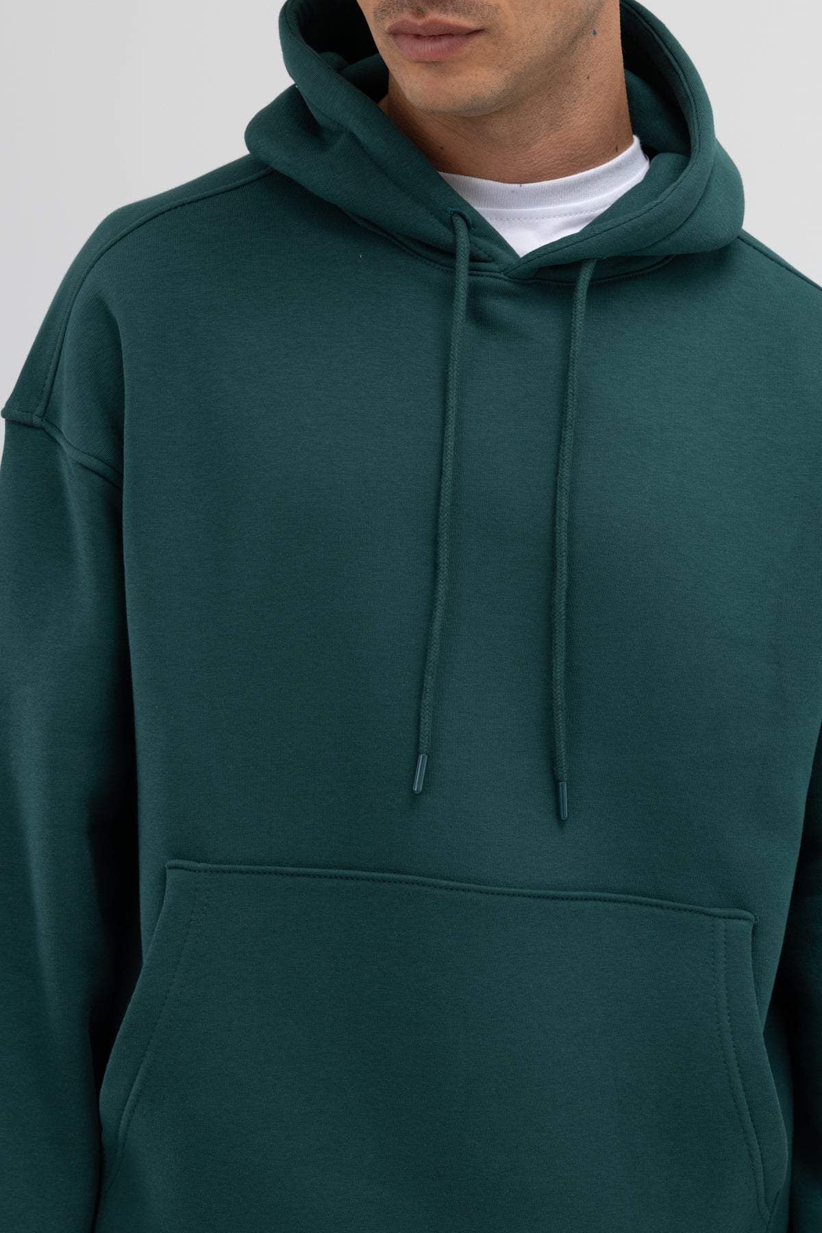 Basic Oversize Kapüşonlu Sweatshirt Nefti