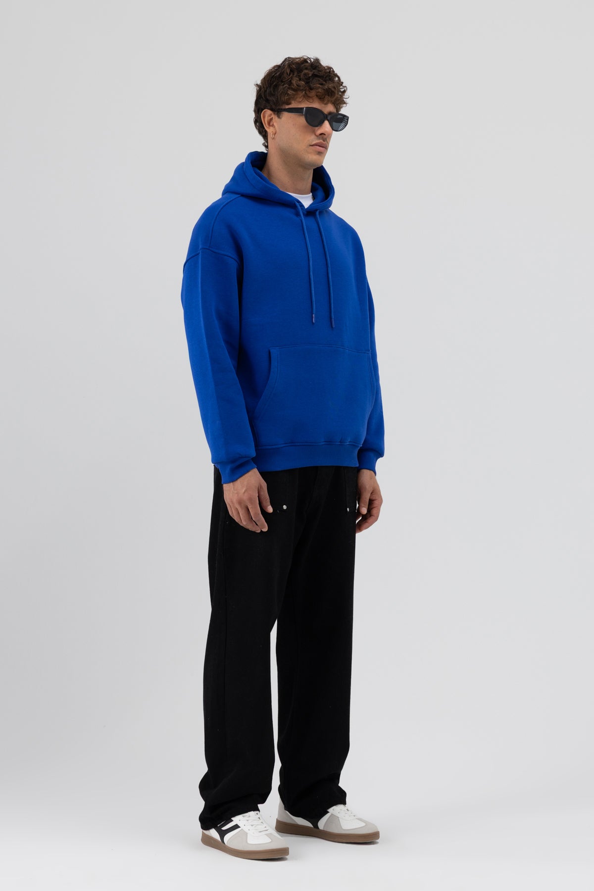 Basic Oversize Kapüşonlu Sweatshirt Saks
