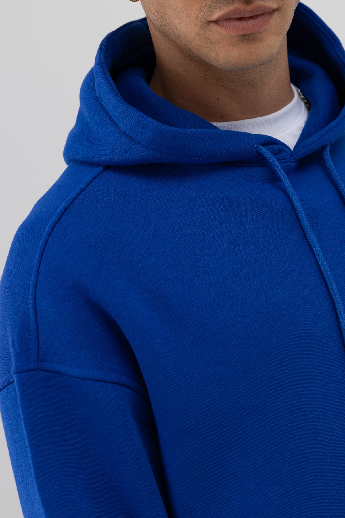 Basic Oversize Kapüşonlu Sweatshirt Saks
