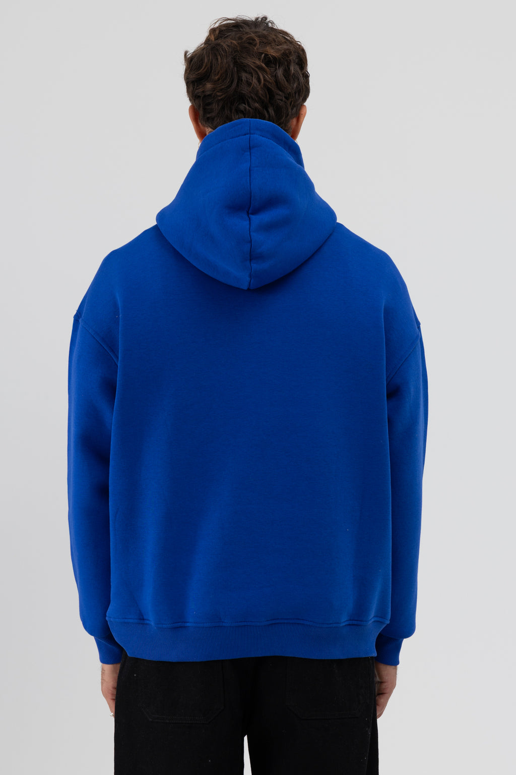 Basic Oversize Kapüşonlu Sweatshirt Saks