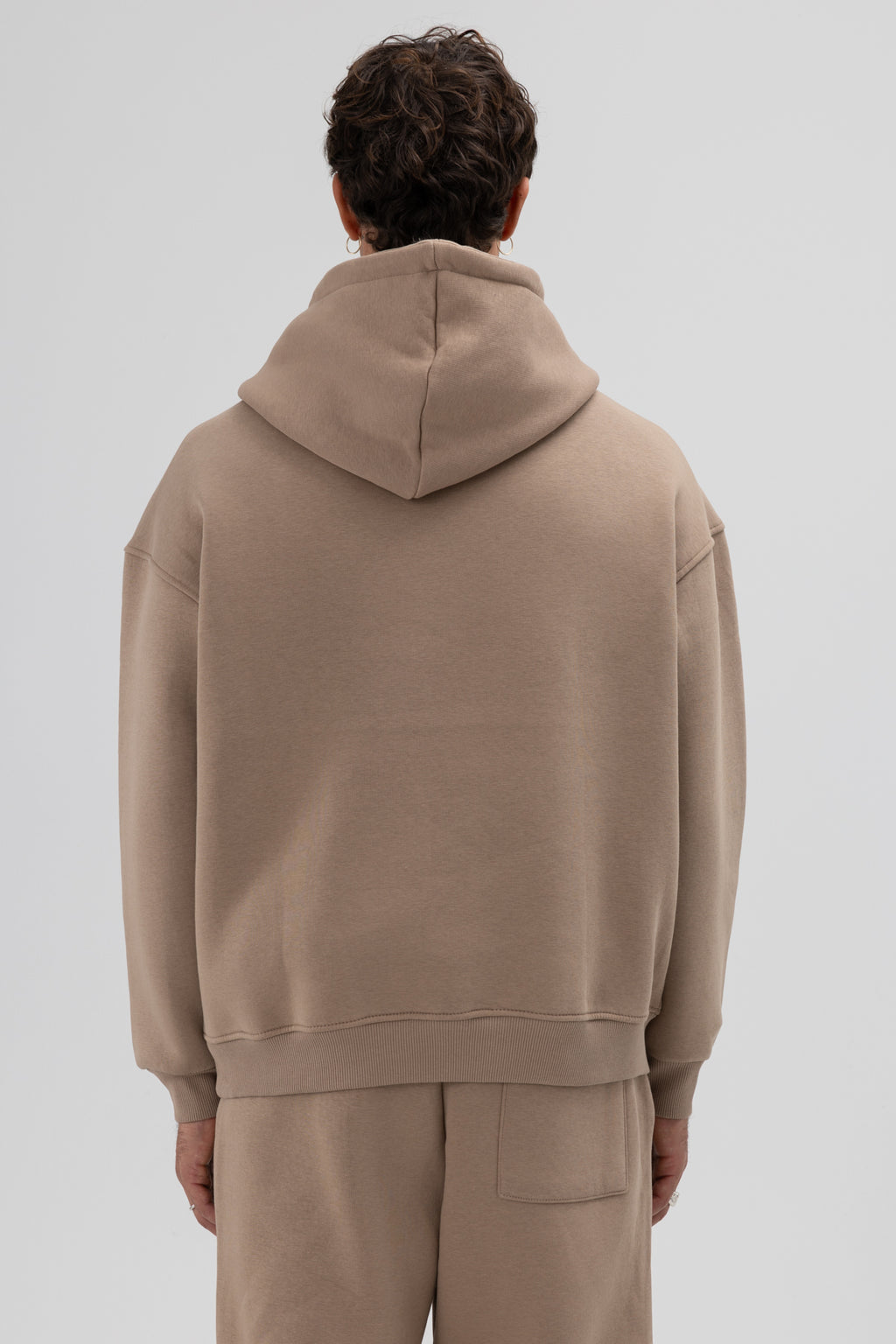 Basic Oversize Kapüşonlu Sweatshirt Vizon